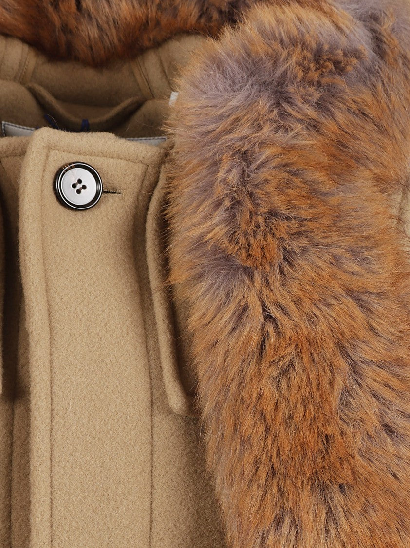 Long Brown Coat With Fur Collar