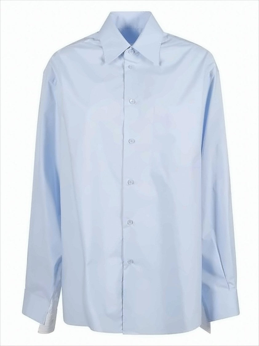 Relaxed Fit Blue Shirt with Classic Collar