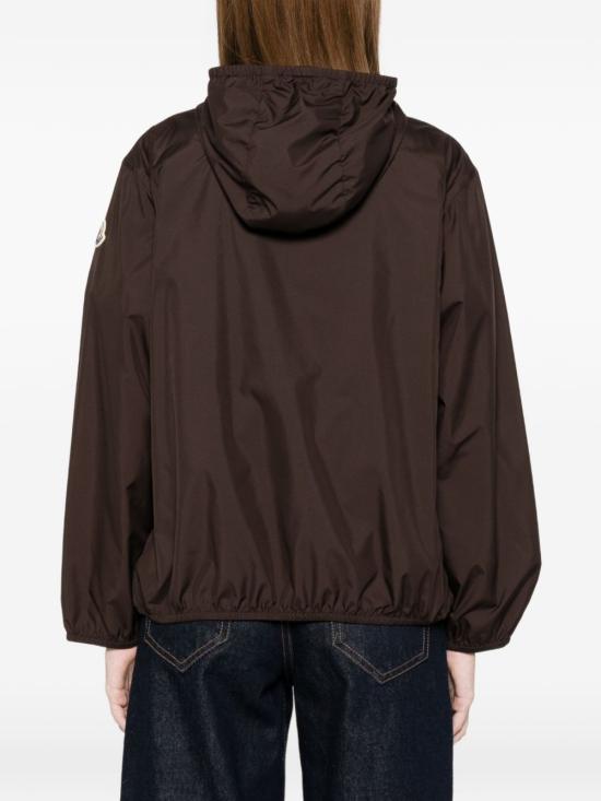 Relaxed Fit Hooded Jacket With Contrasting Zipper And Logo Patch