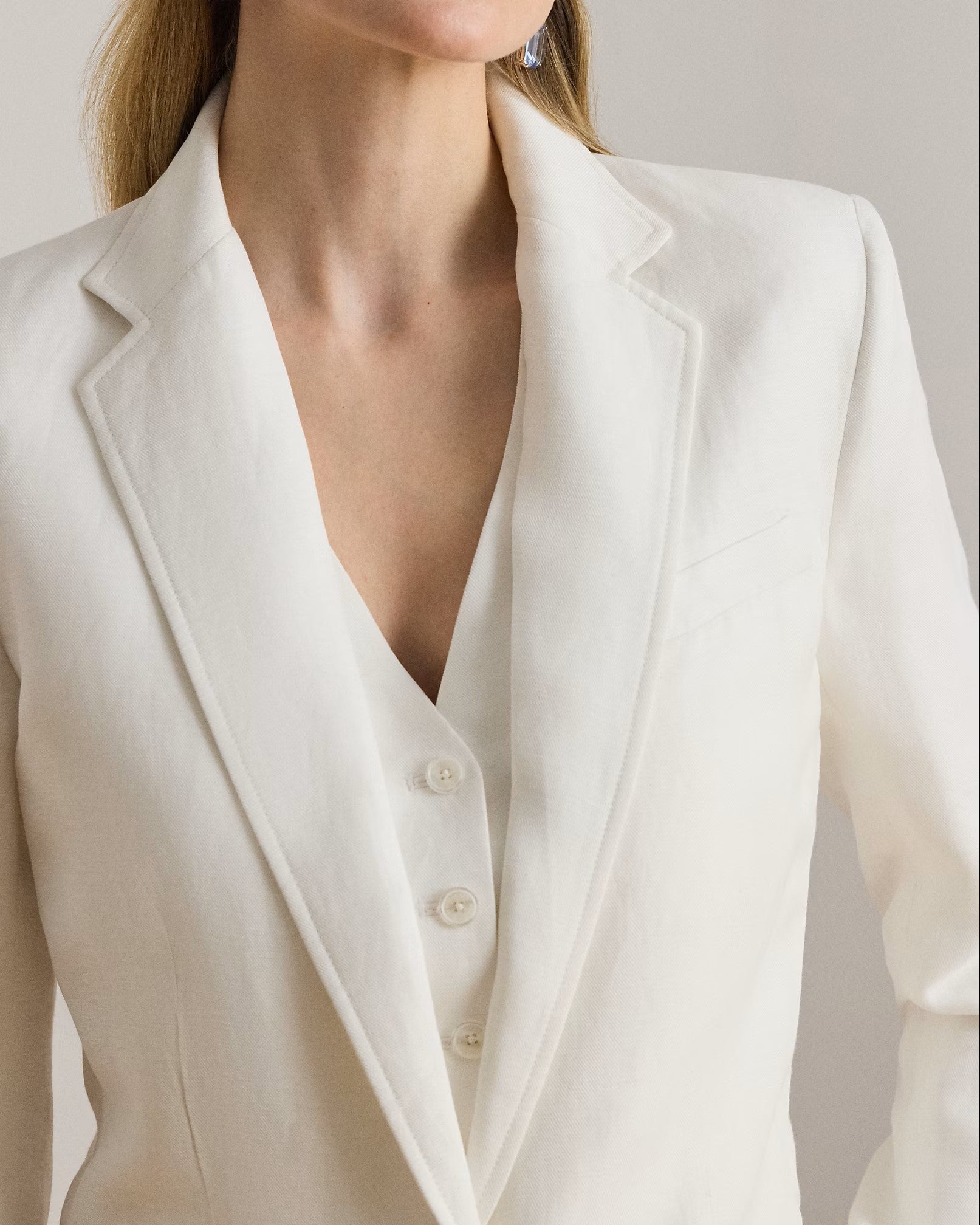 White Light Linen Blazer Jacket