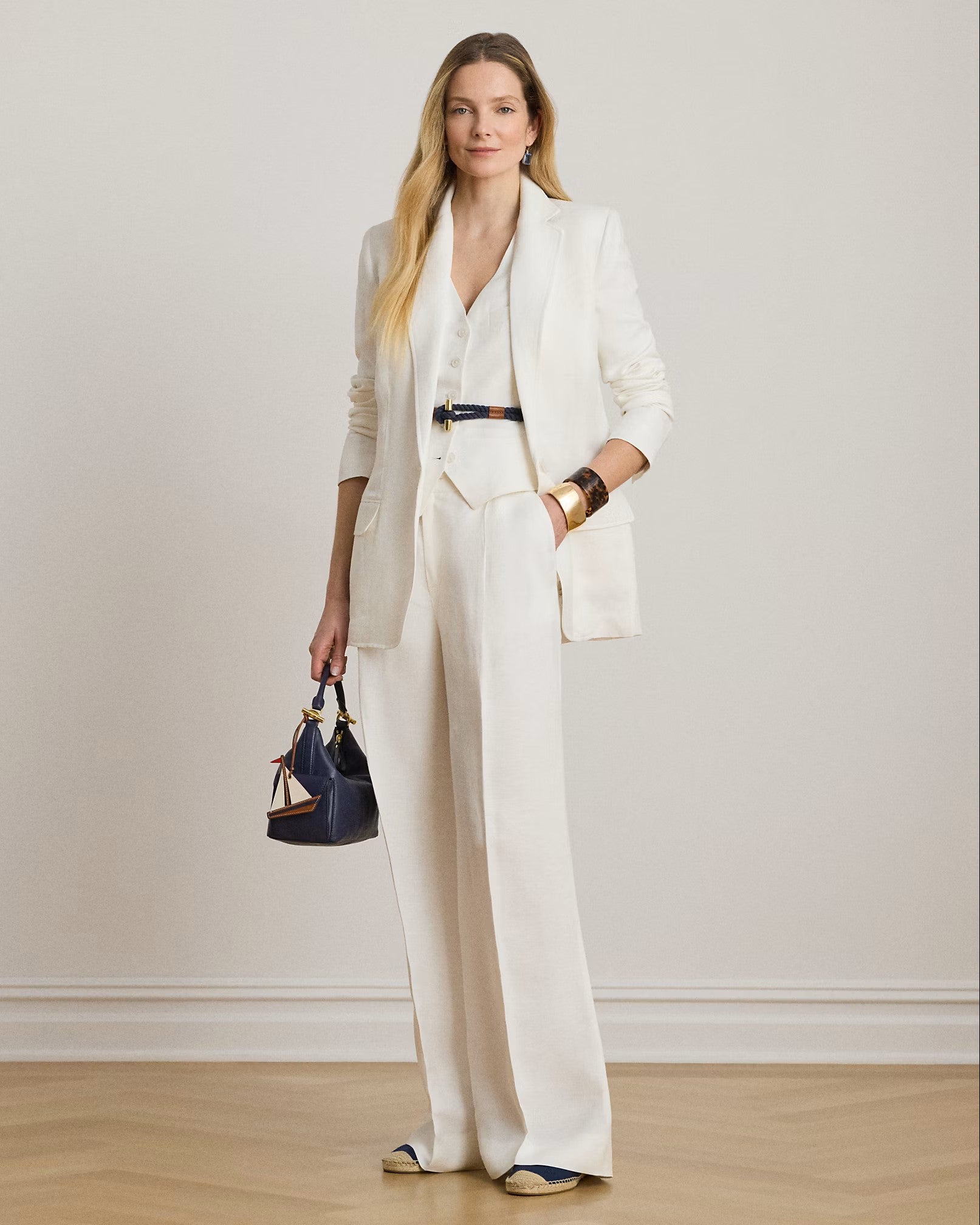 White Light Linen Blazer Jacket