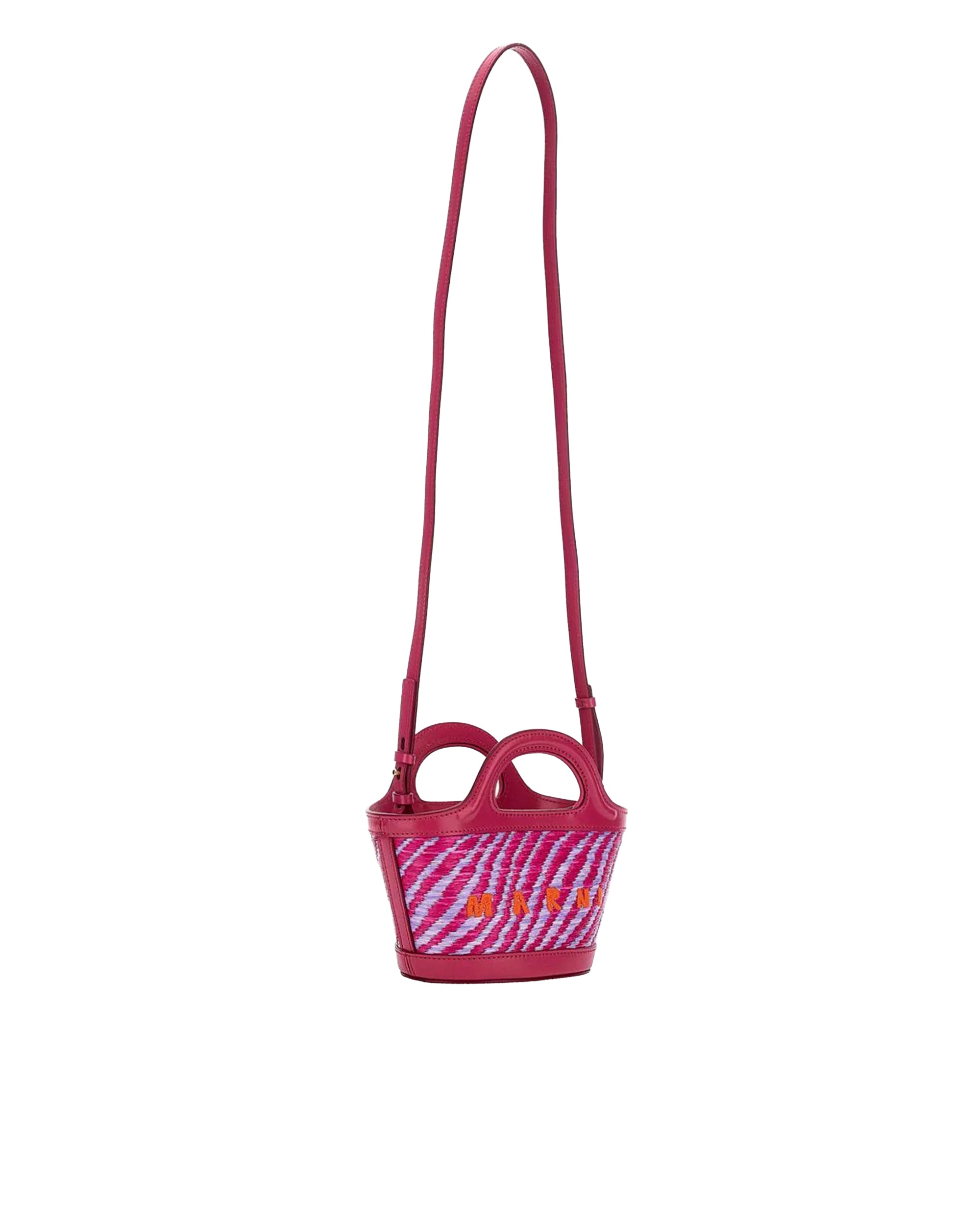 Micro Raffia Tote With Wavy Two-Tone Design