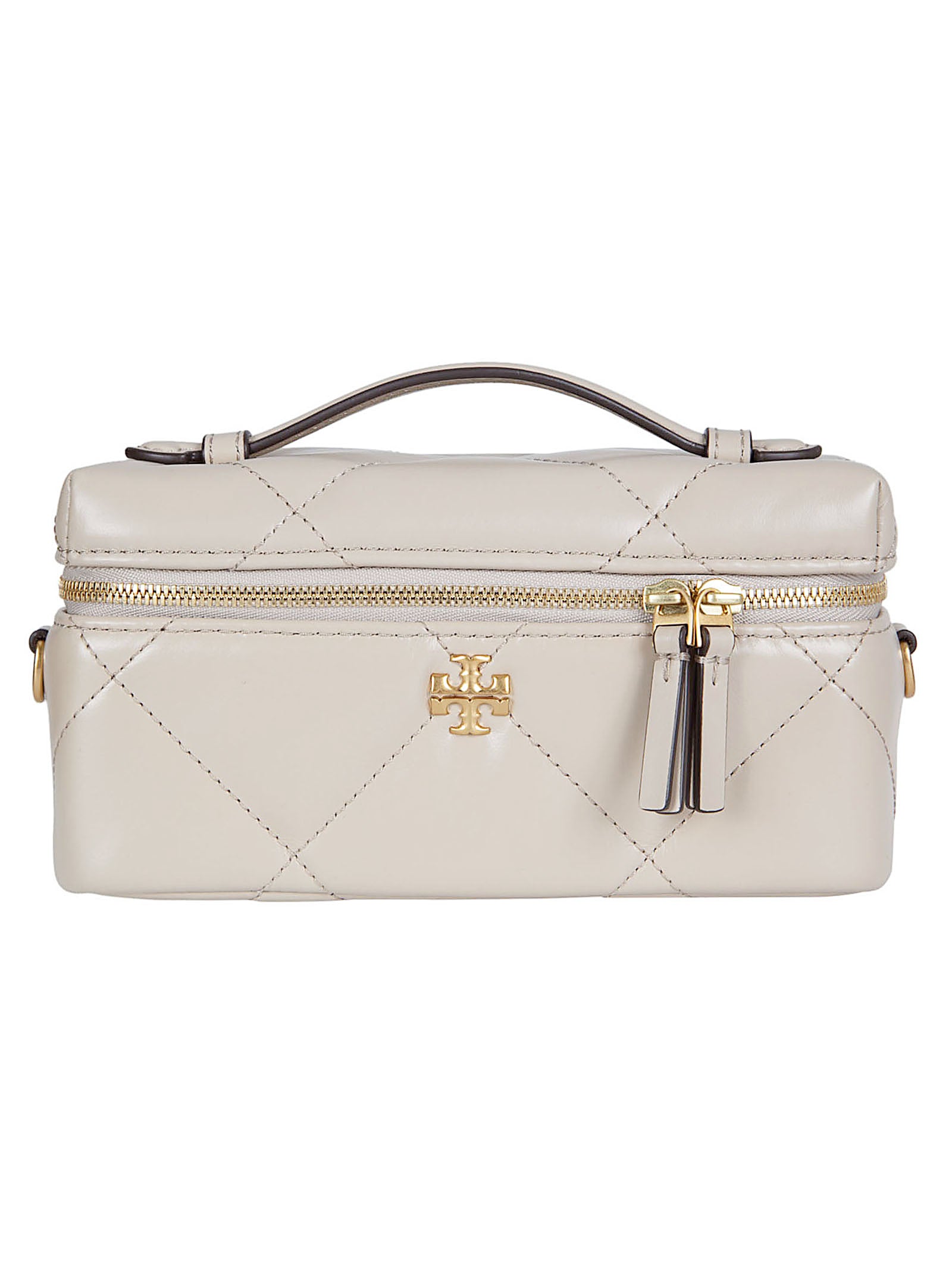 Quilted Vanity Wallet with Gold-tone Hardware and Chain Strap
