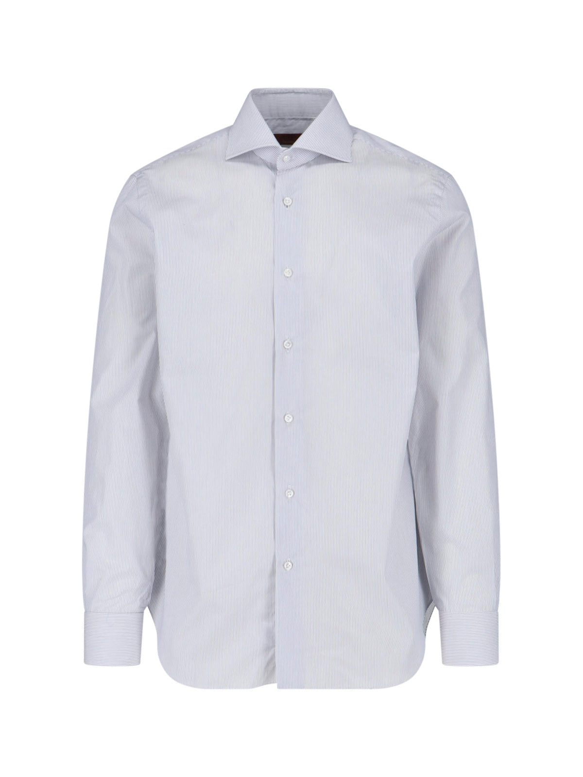 White Striped Cotton Classic Collar Shirt