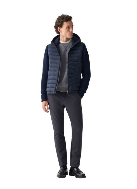 Quilted Front Windbreaker with Adjustable Hood