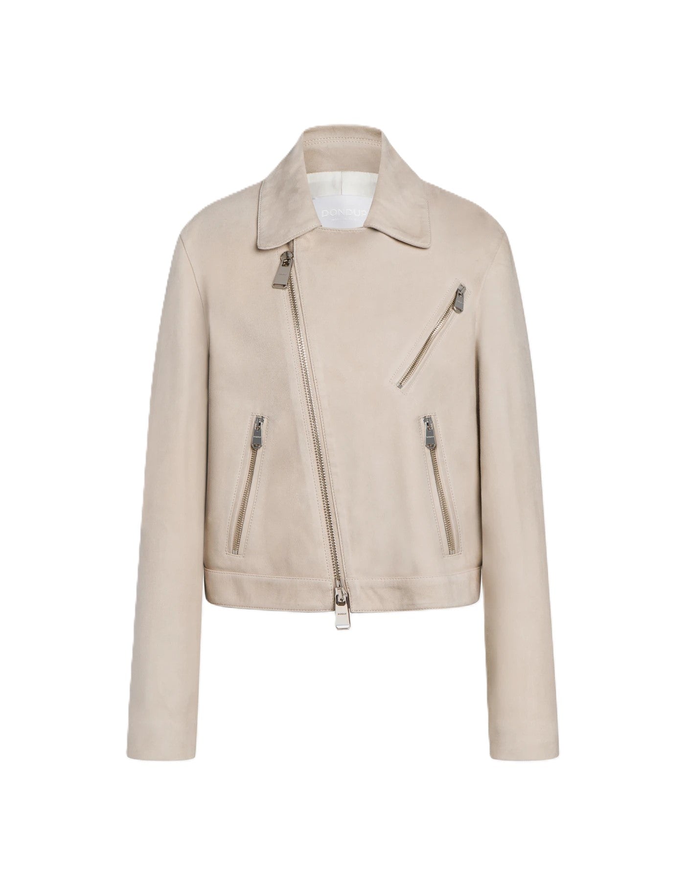 Cropped Jacket with Asymmetrical Zipper and Minimalist Design