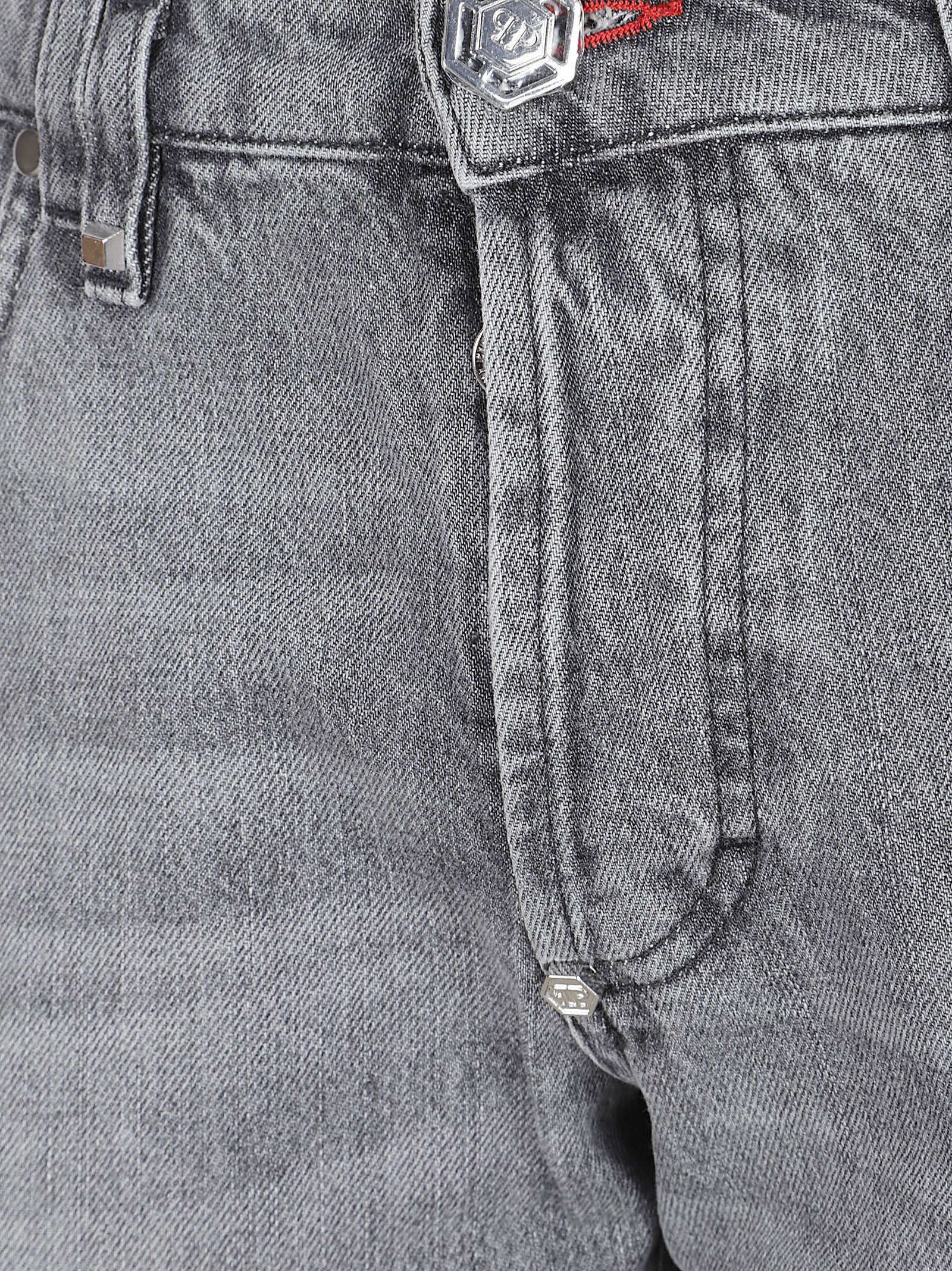 Straight-Leg Grey Denim Jeans