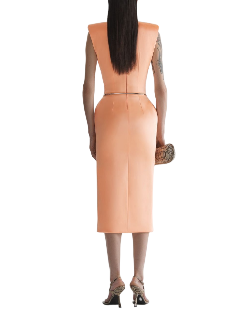 Midi Dress with Sculptural Shoulders
