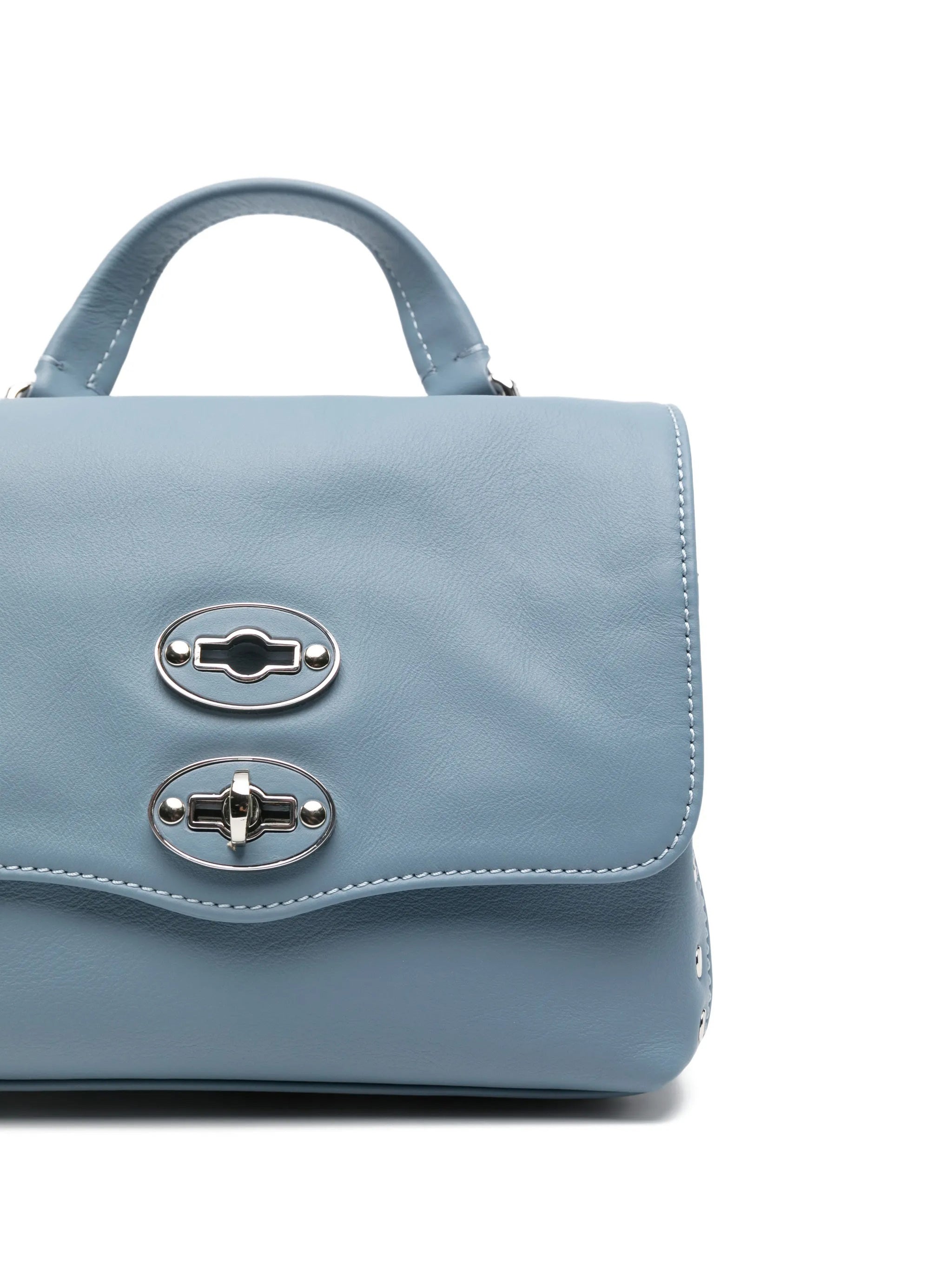 Muted Blue Postina Saeta Leather Handbag