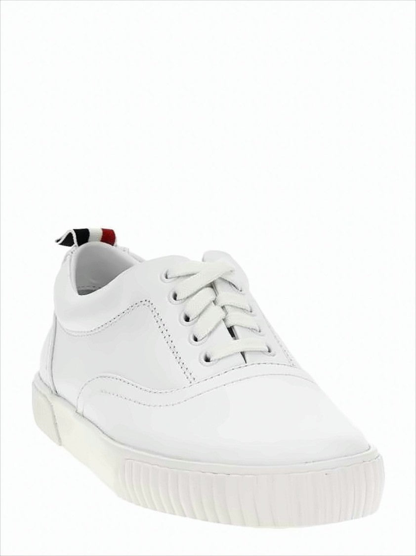 Low-Top Calf Leather Sneakers with Tricolor Pull Tab