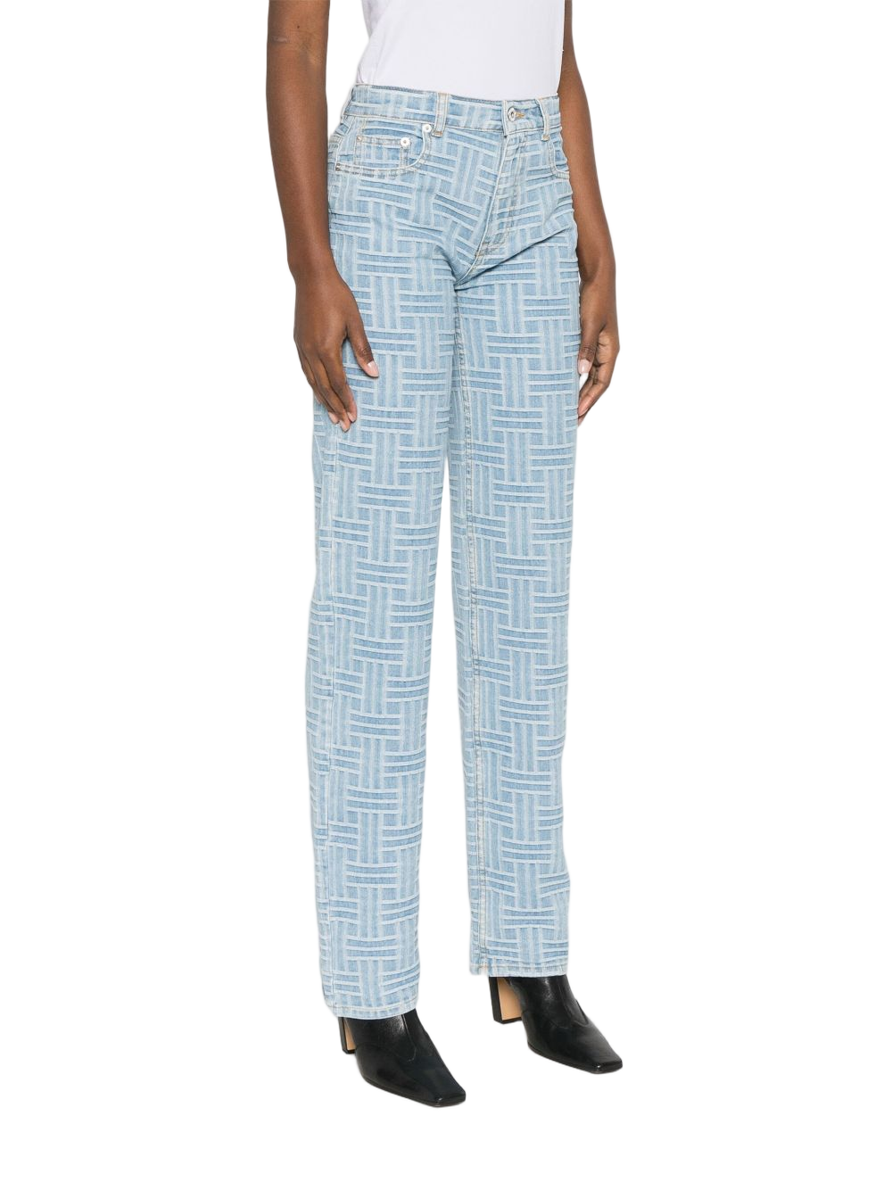 Light Blue Geometric Pattern Trousers