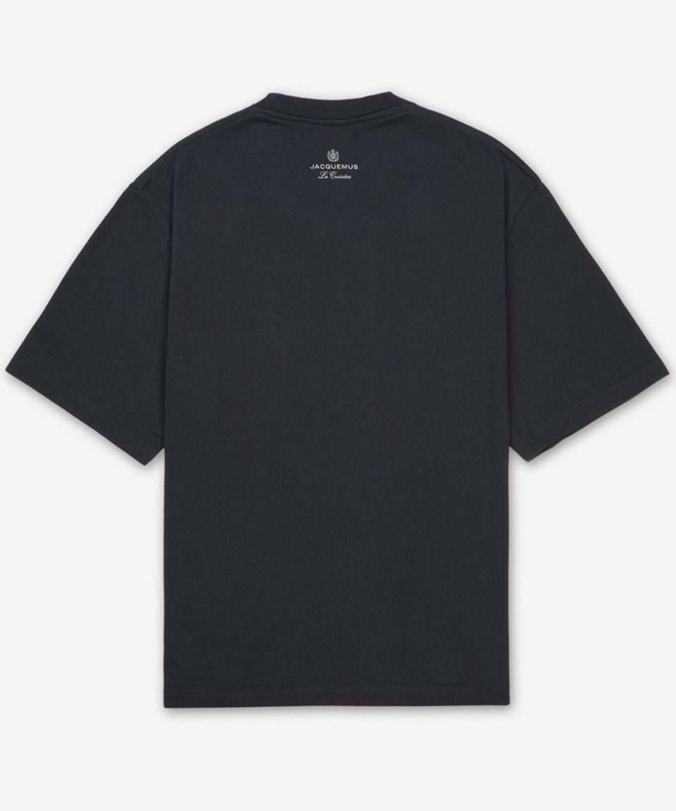Short-Sleeved Black Cotton T-Shirt With Abstract Graphic Print