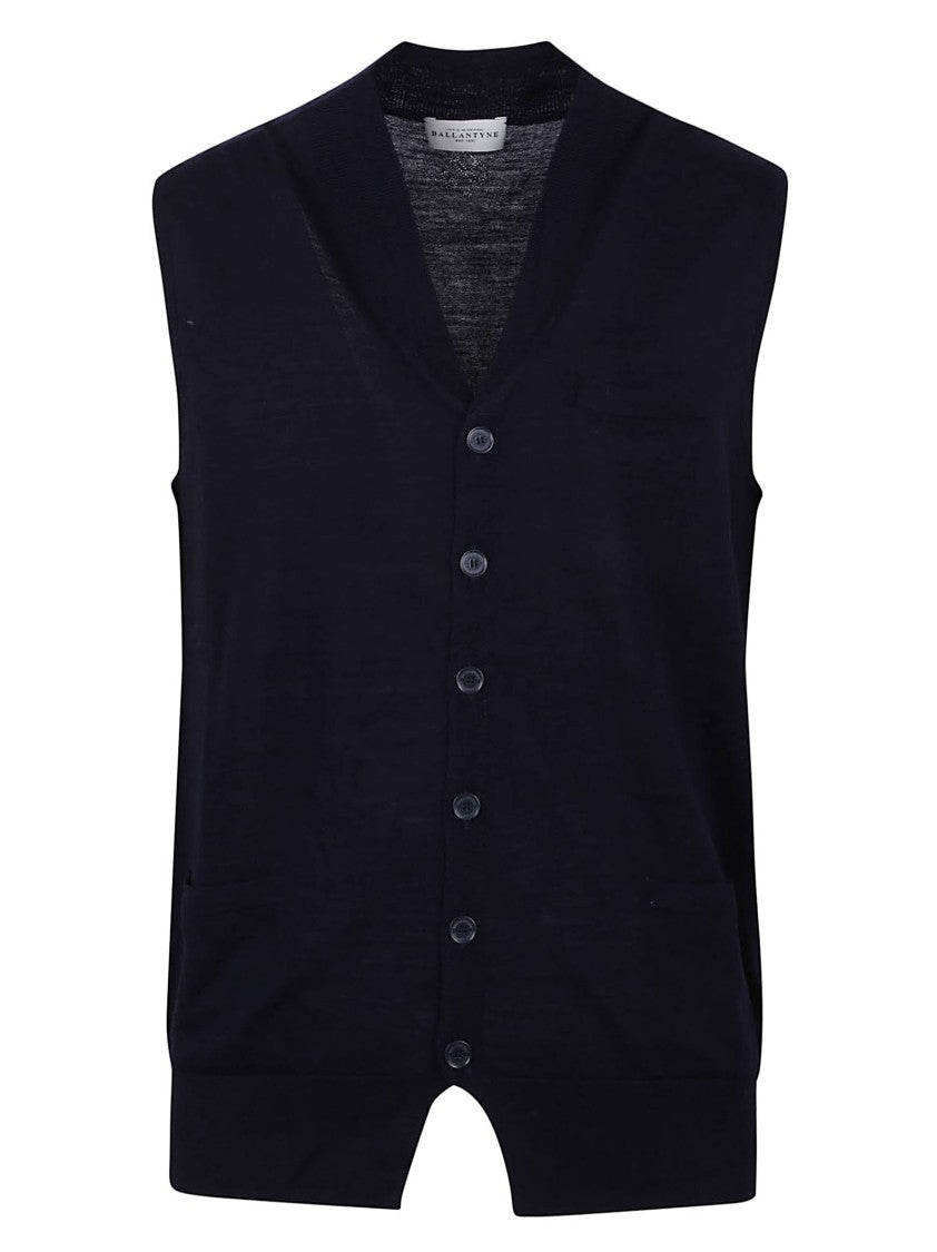 Slim Fit Black Waistcoat With V-Neck And Button Closure