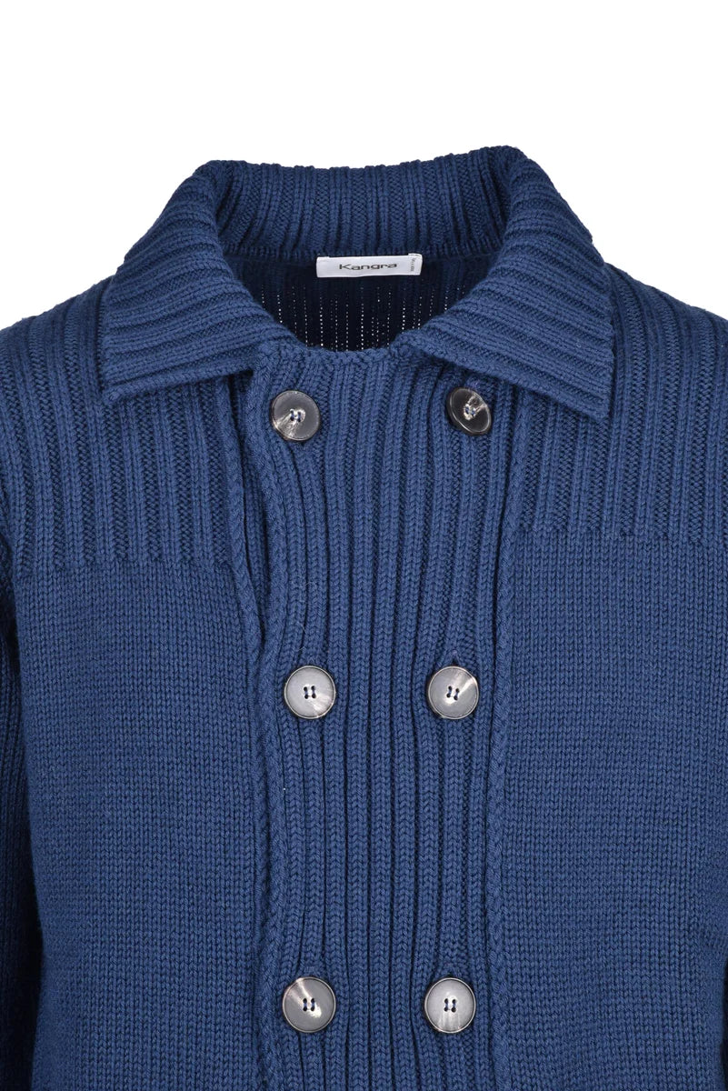 Double-Breasted Wool Cardigan - Blue