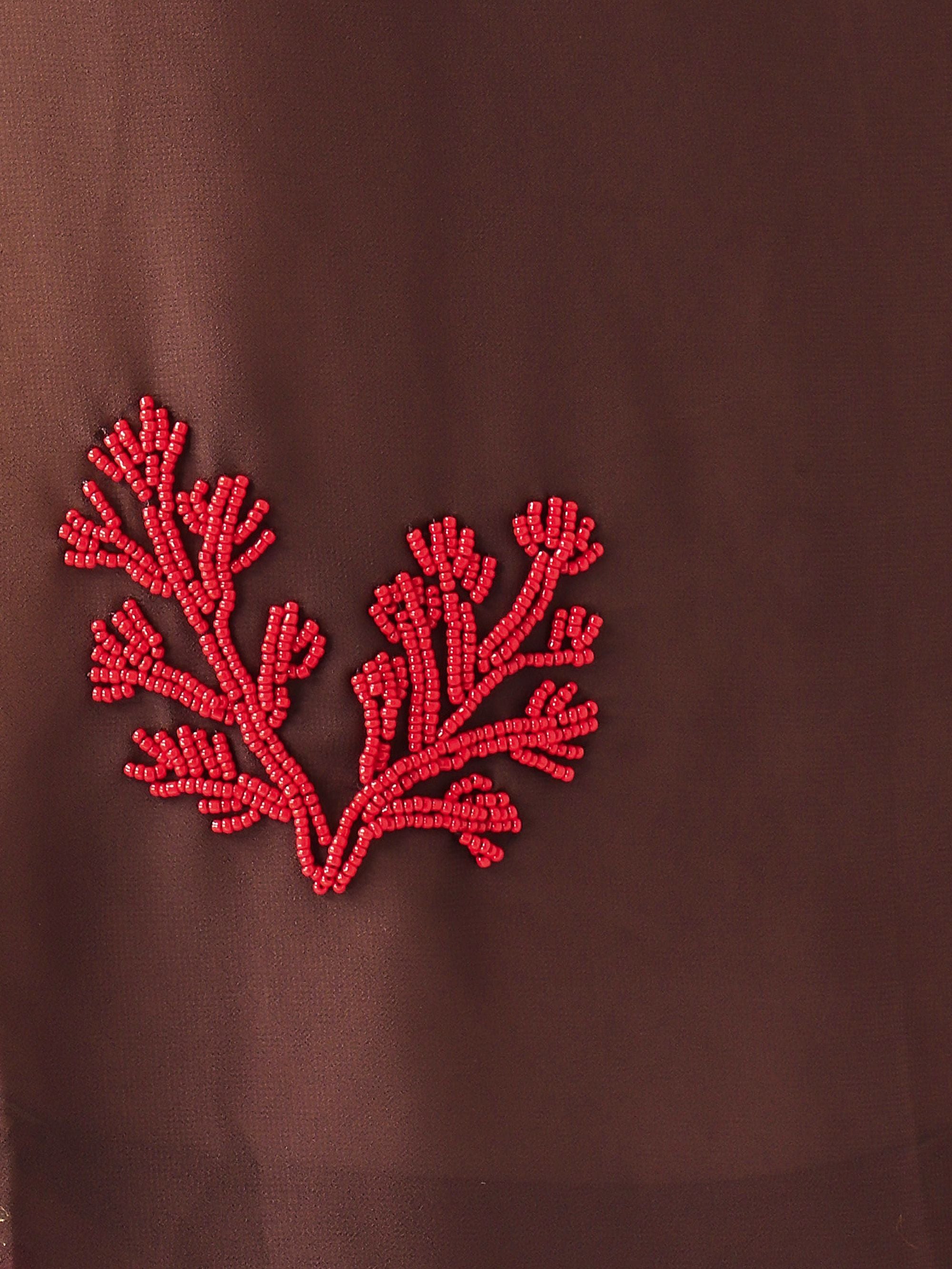 Scoop Neck Sleeveless Top with Beaded Marine Appliqués