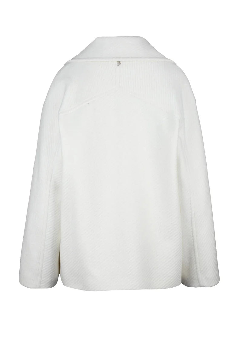 Double-Breasted White Coat with Classic Lapel