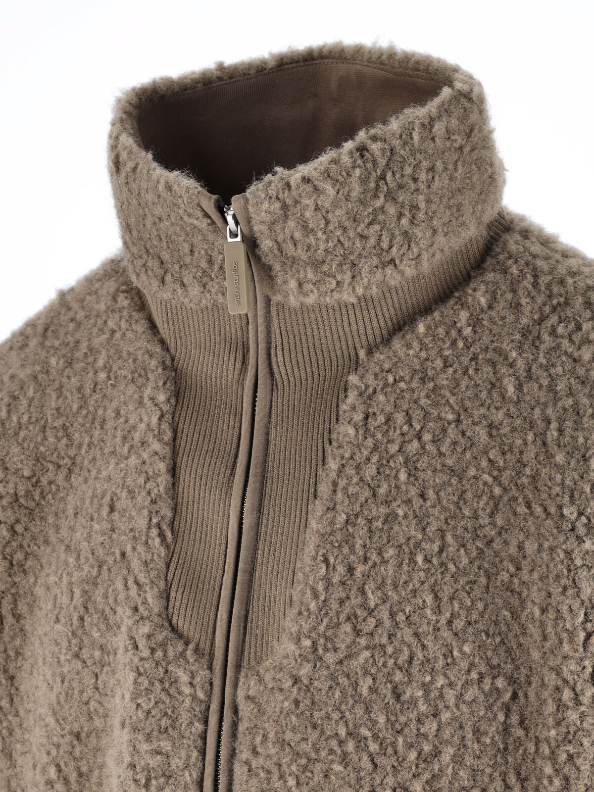 Taupe Cropped Plush Teddy Jacket