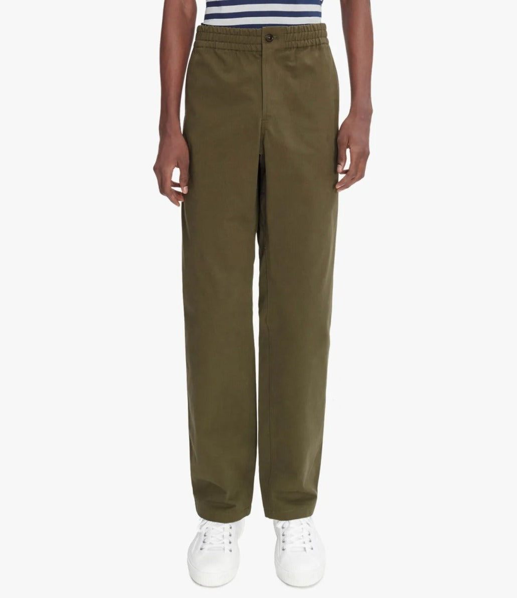 Khaki Workwear Trousers With Adjustable Waist