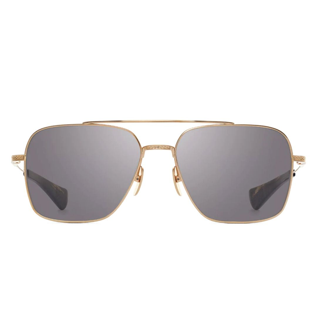 Flight-Seven Rectangular Dark Lenses with Gold Metal Frame