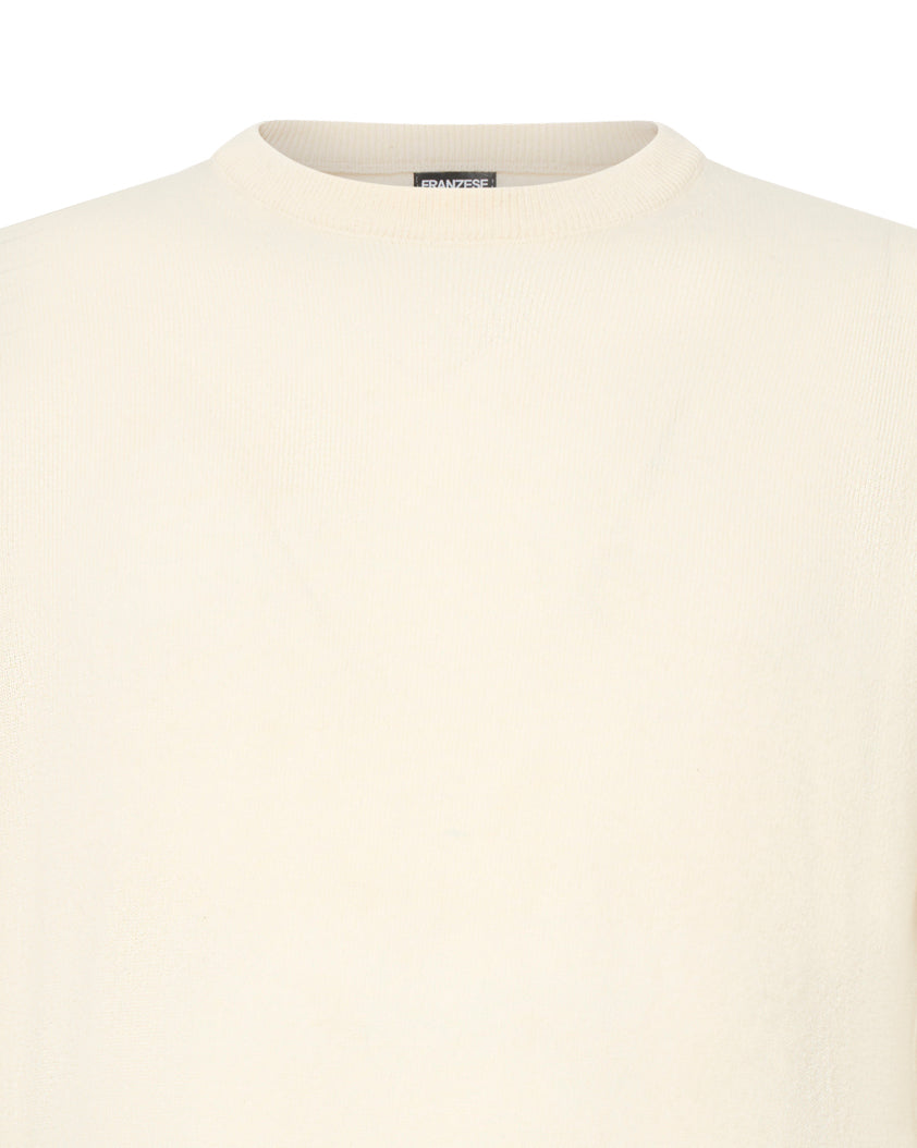 Cream 3-Ply Cashmere Pullover Sweater