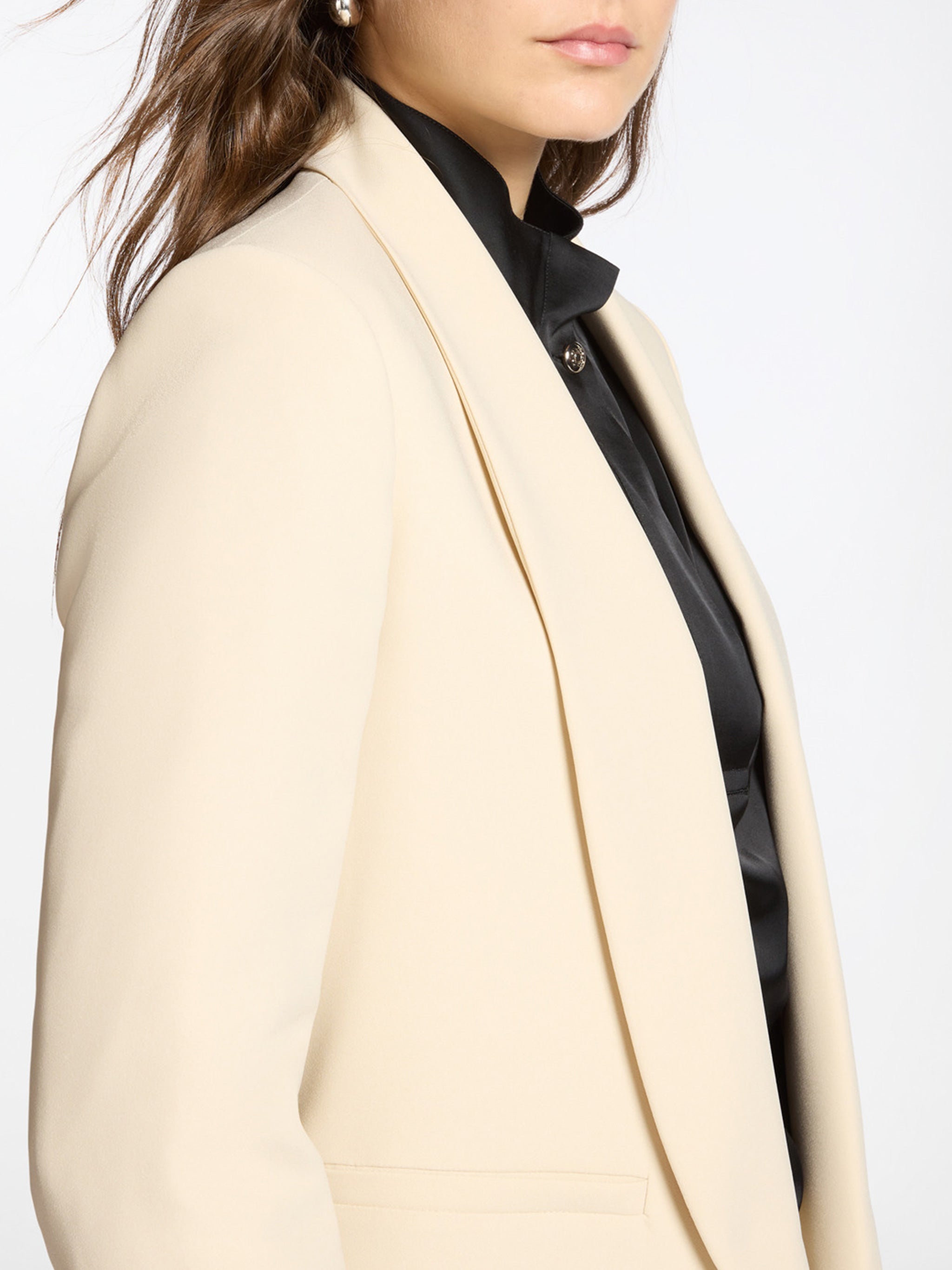 Tailored Open-Front Shawl Collar Black Blazer