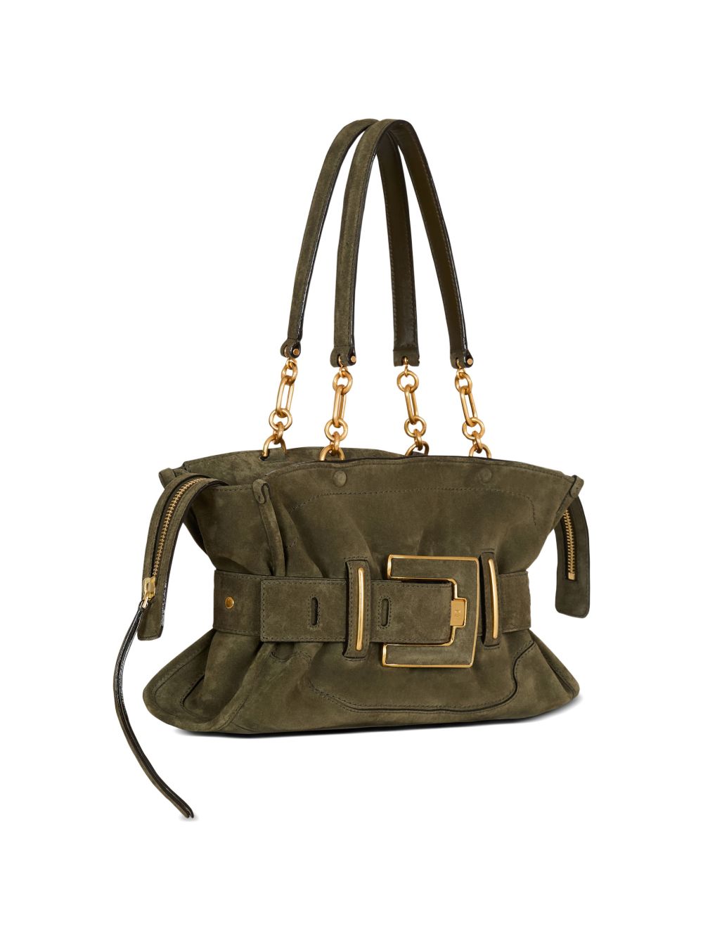 Structured Green Calf Suede Bag