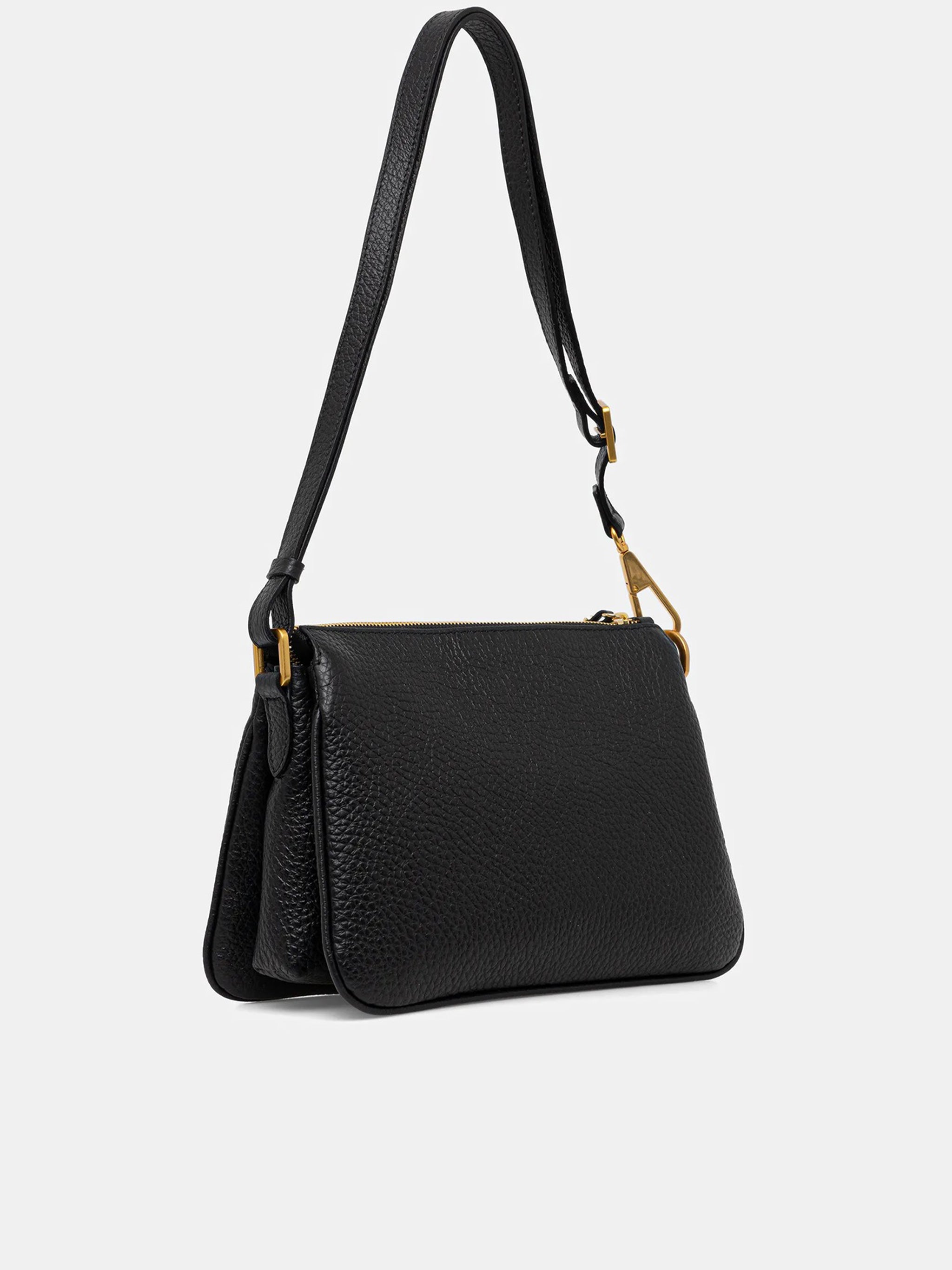 Brooke Rectangular Black Textured Leather Bag