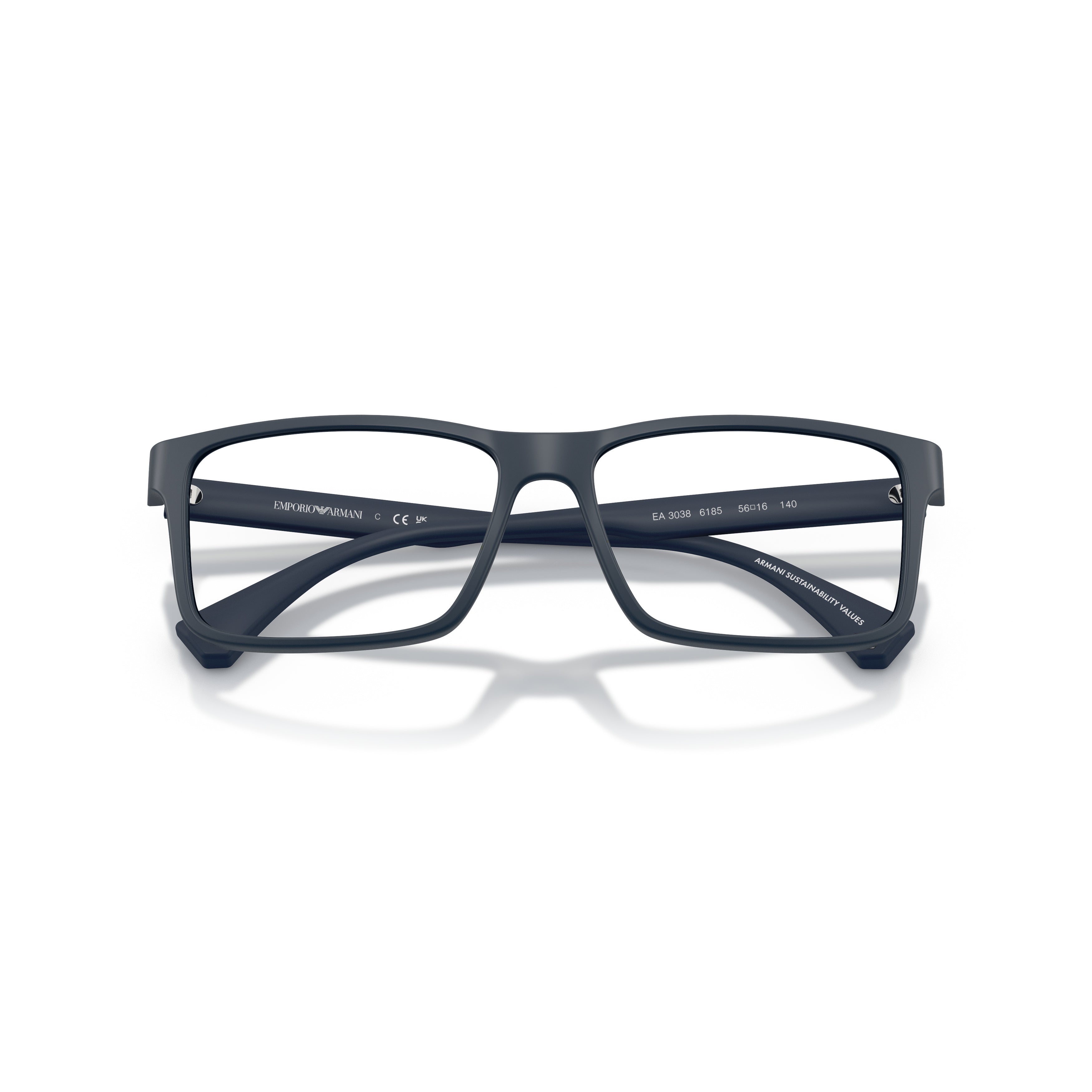 0ea3038 Rectangular Matte Black Eyeglass Frames with Curved Temples