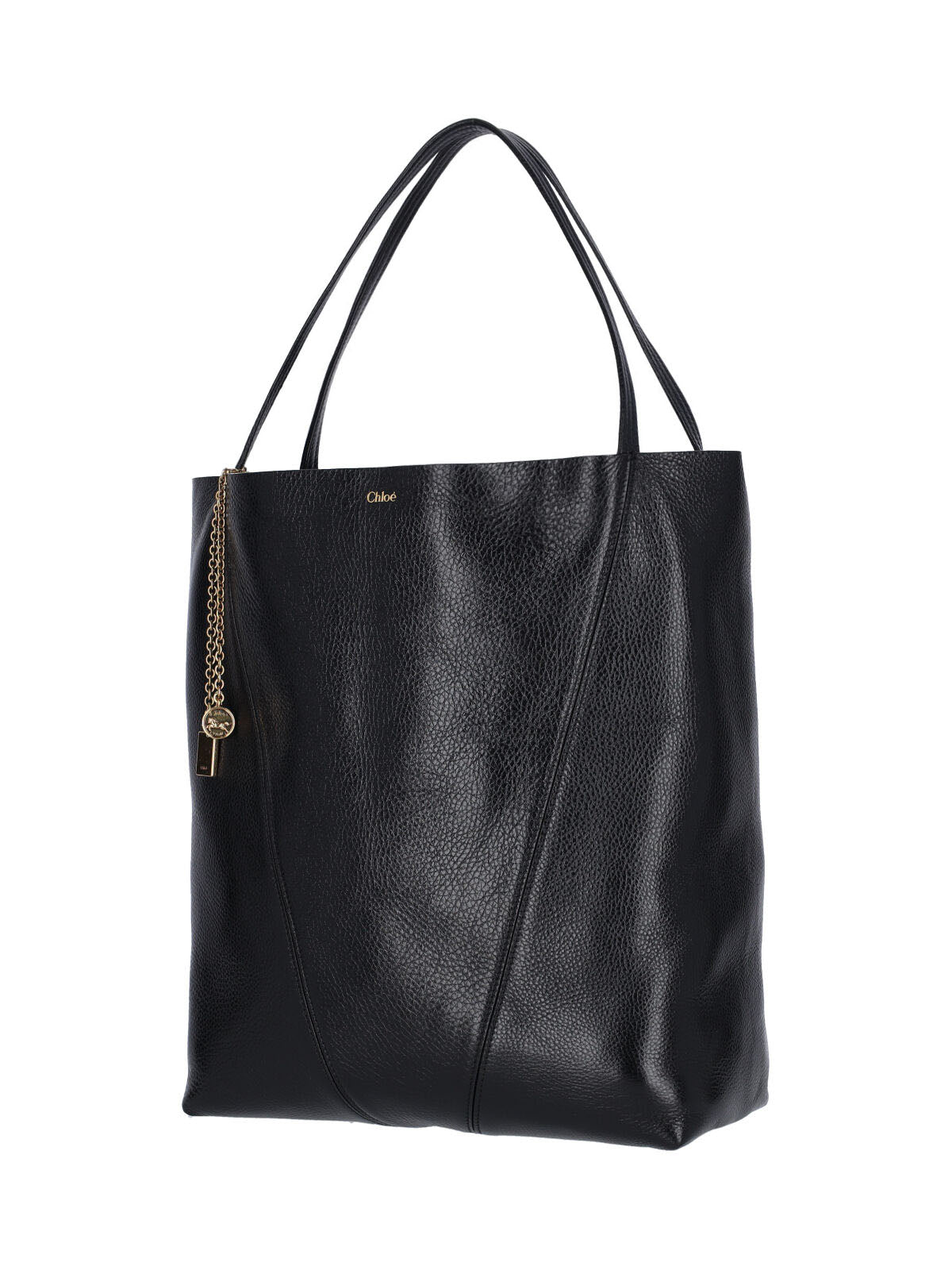 Black Spin Textured Leather Tote