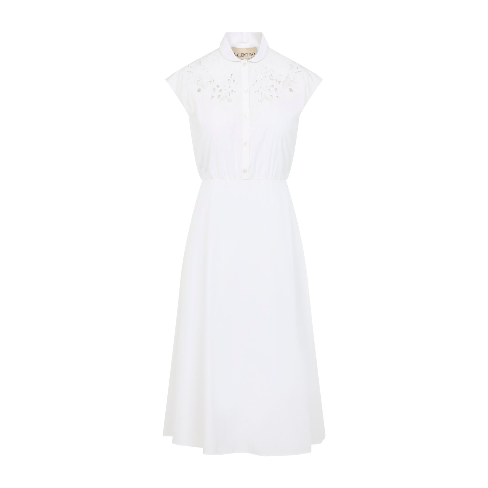 Cut-Out Embroidered Cotton Midi Dress