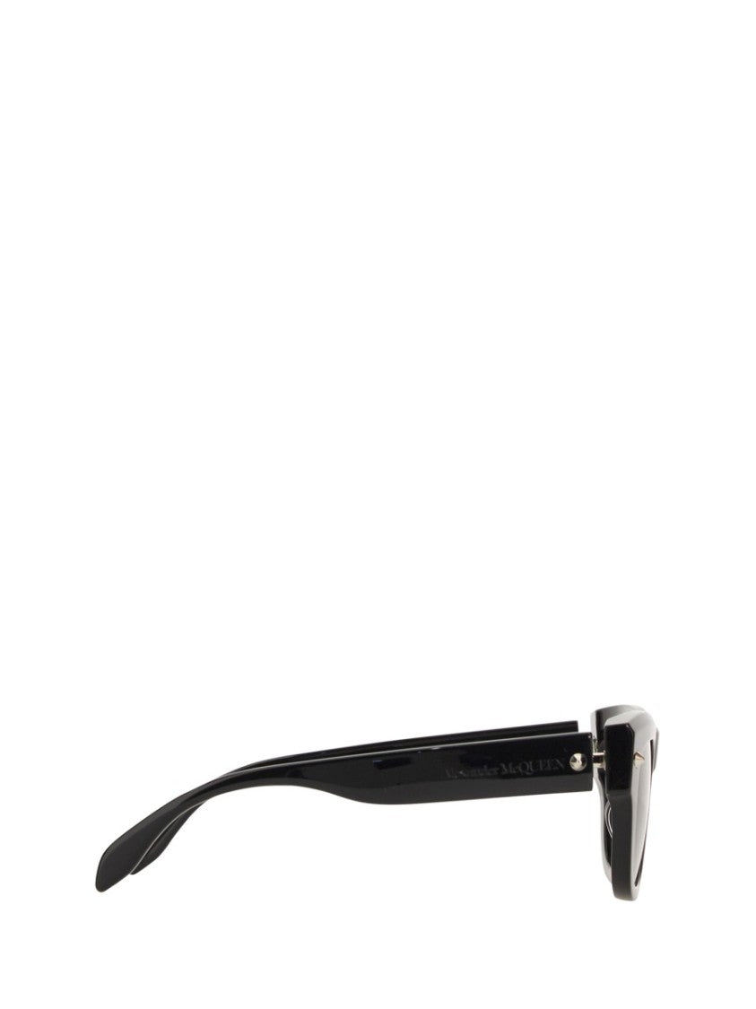 Angular Black Acetate Sunglasses With Glossy Finish