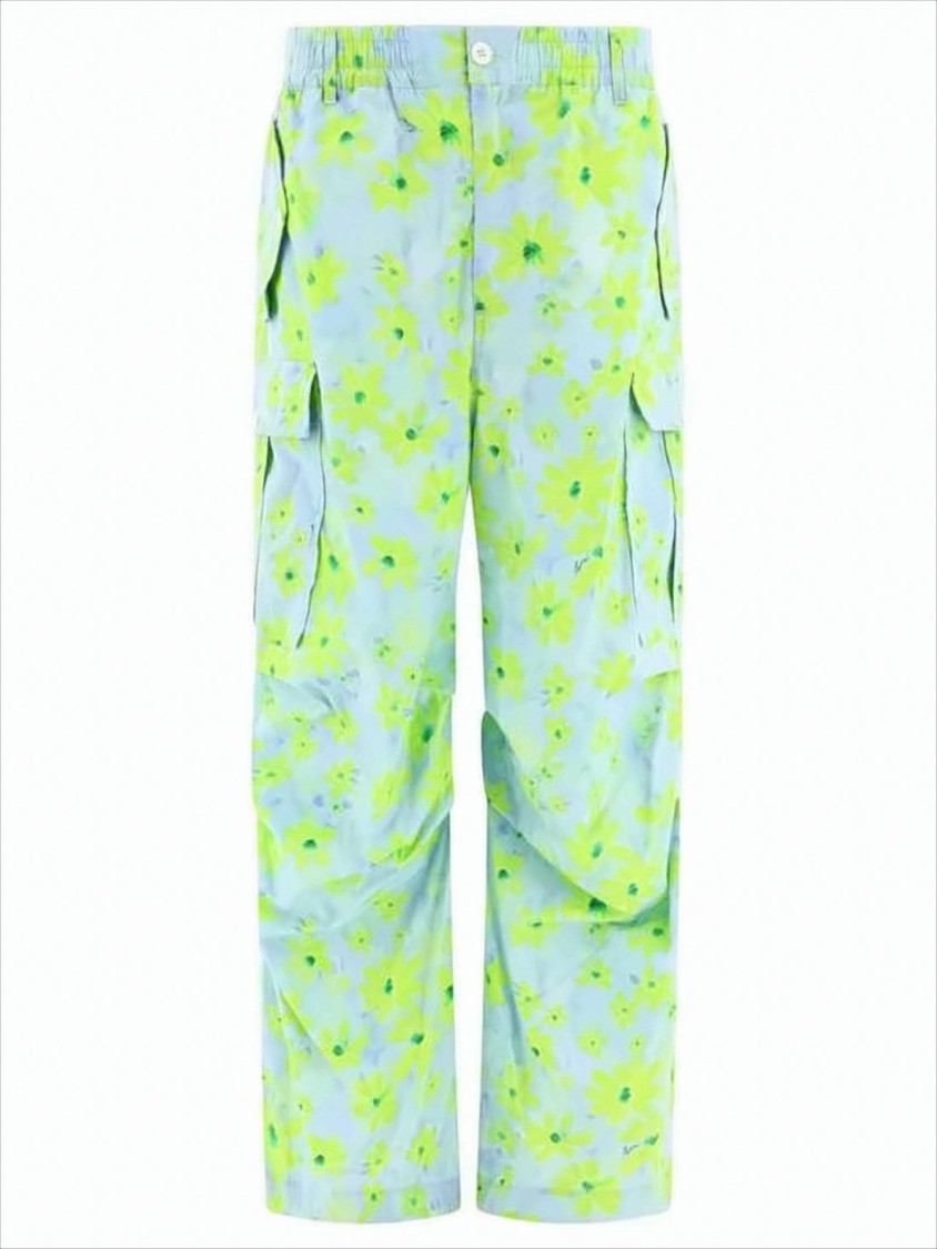 Relaxed Fit Light Blue Floral Print Pants