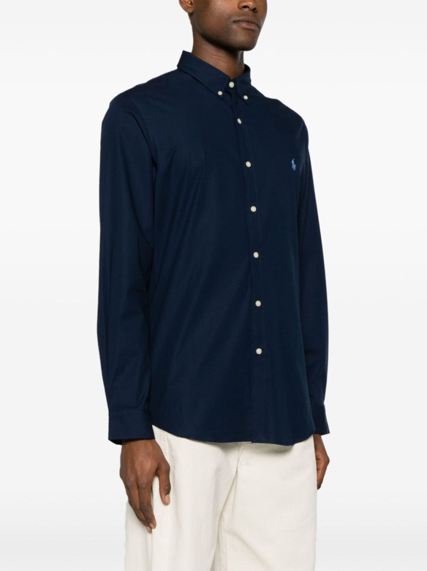 Tailored Blue Shirt with Button-Down Collar