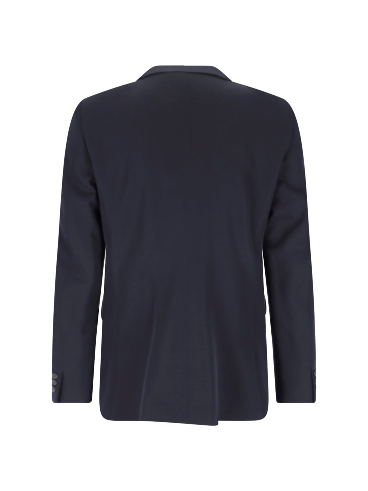 Navy Double-Breasted Wool Fabric Blazer