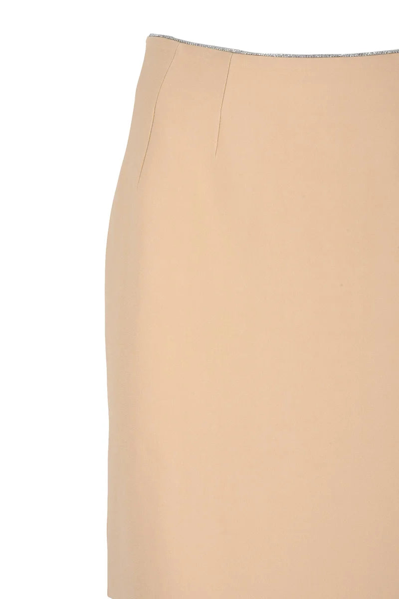 Midi Skirt Beige Viscose Elastane