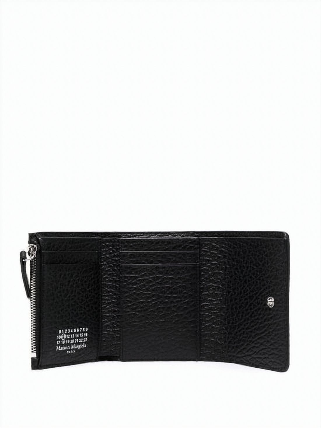 Textured Calf Leather Wallet with Fold-over Design