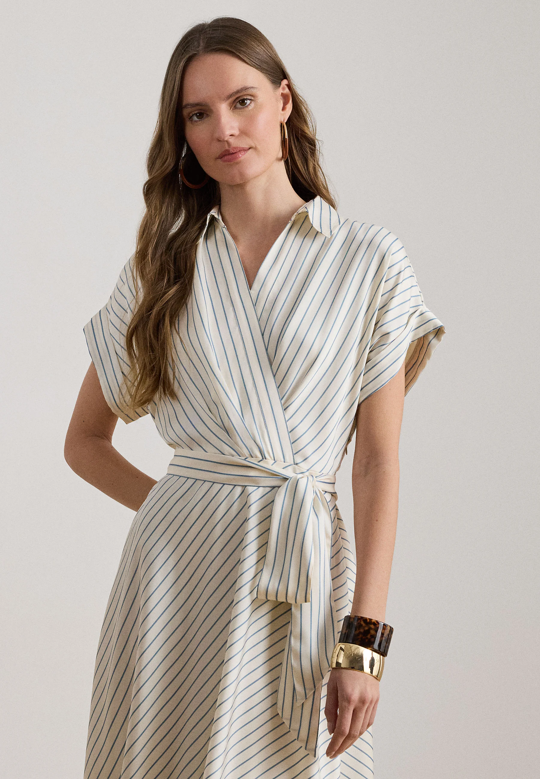 Natural Woven Luxe Twill Midi Dress