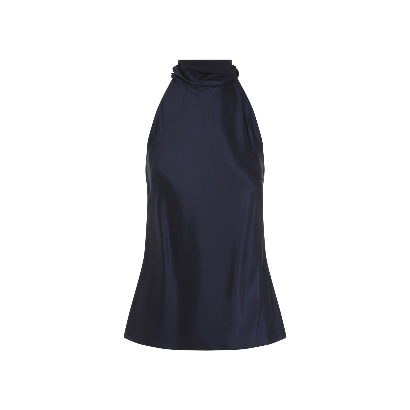 Silk-Blend Sleeveless Top with Gathered Neckline