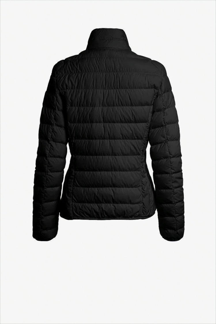 Fitted Quilted Down Coat with High Collar and Insulated Design