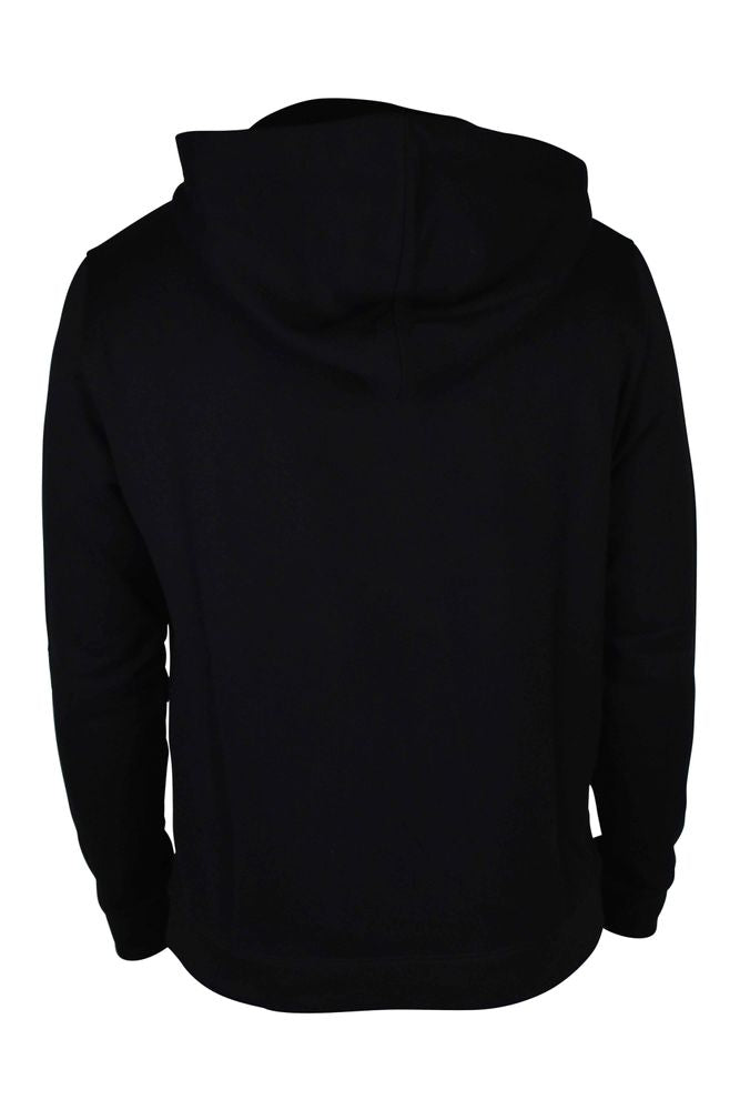 Hooded Black Sweatshirt With Drawstring And Logo
