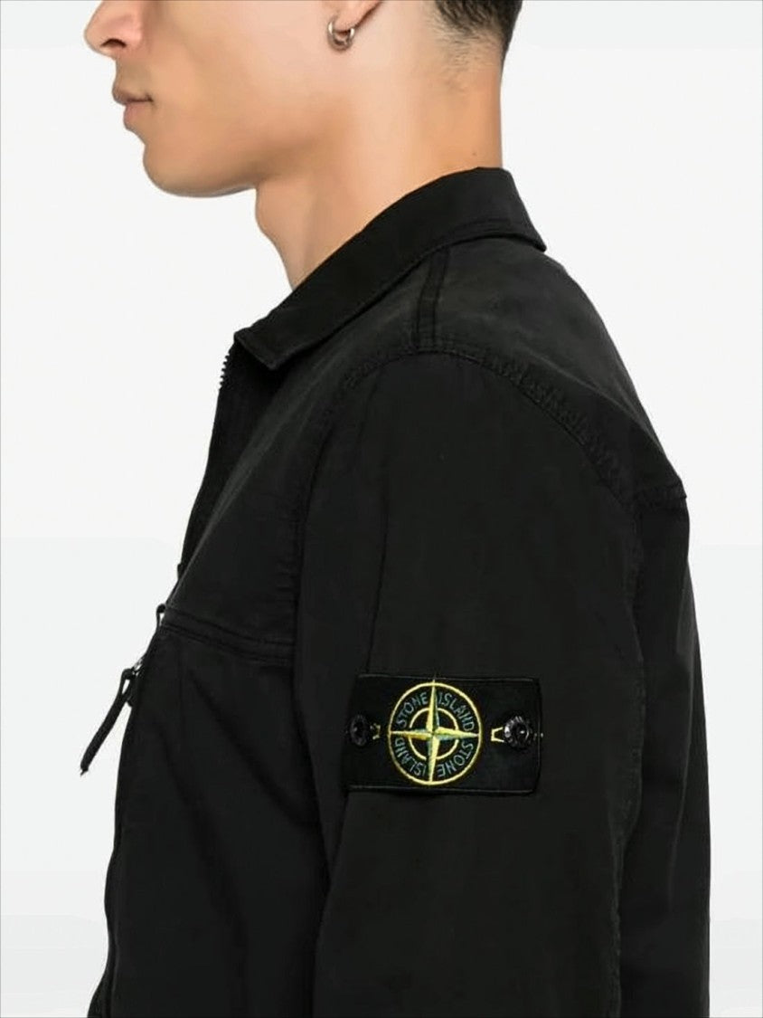 Black Zip-Up Jacket with Classic Collar