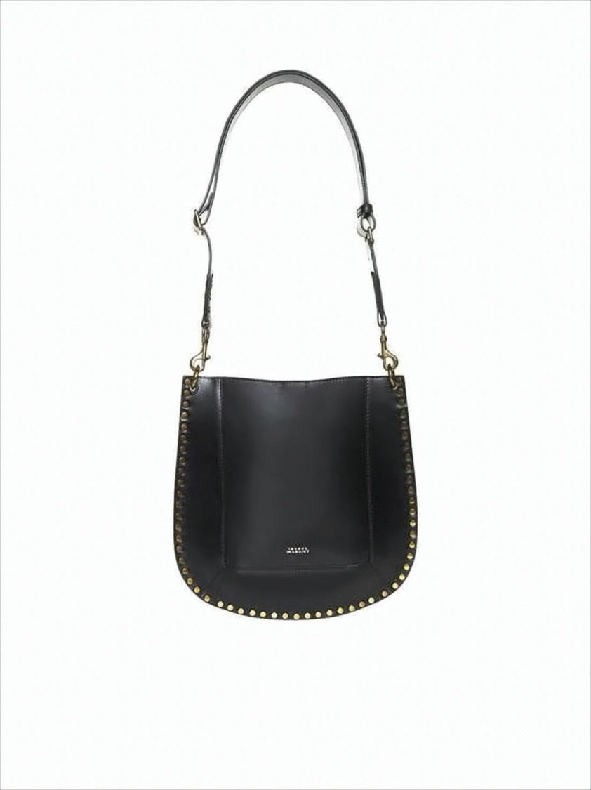 Structured Calf Leather Shoulder Bag with Metallic Studs