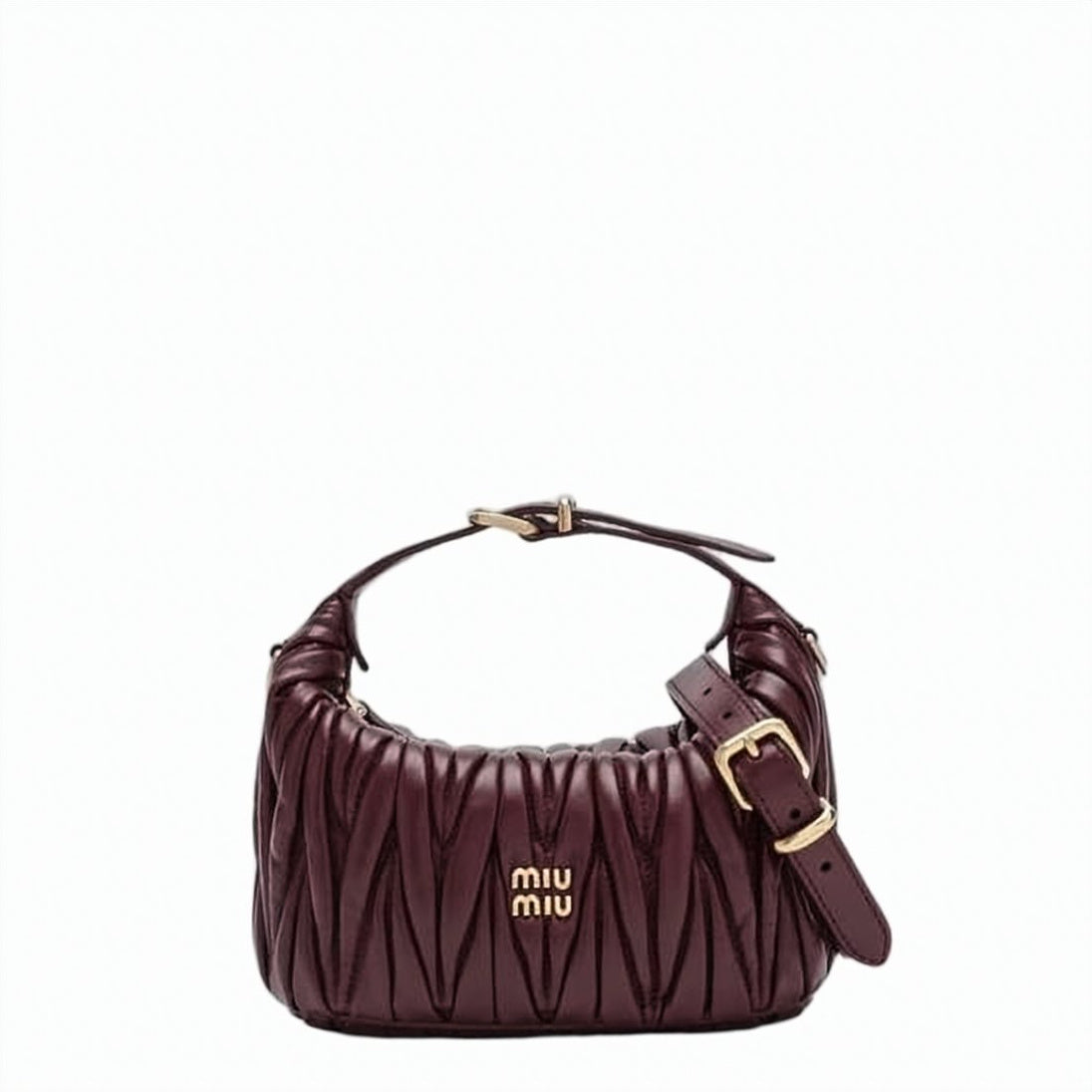 Ruched Sheepskin Leather Shoulder Bag
