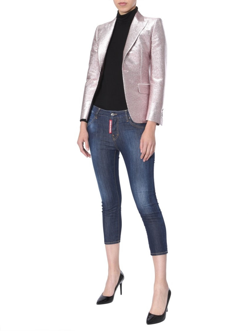 Tailored Metallic Smoking Jacket