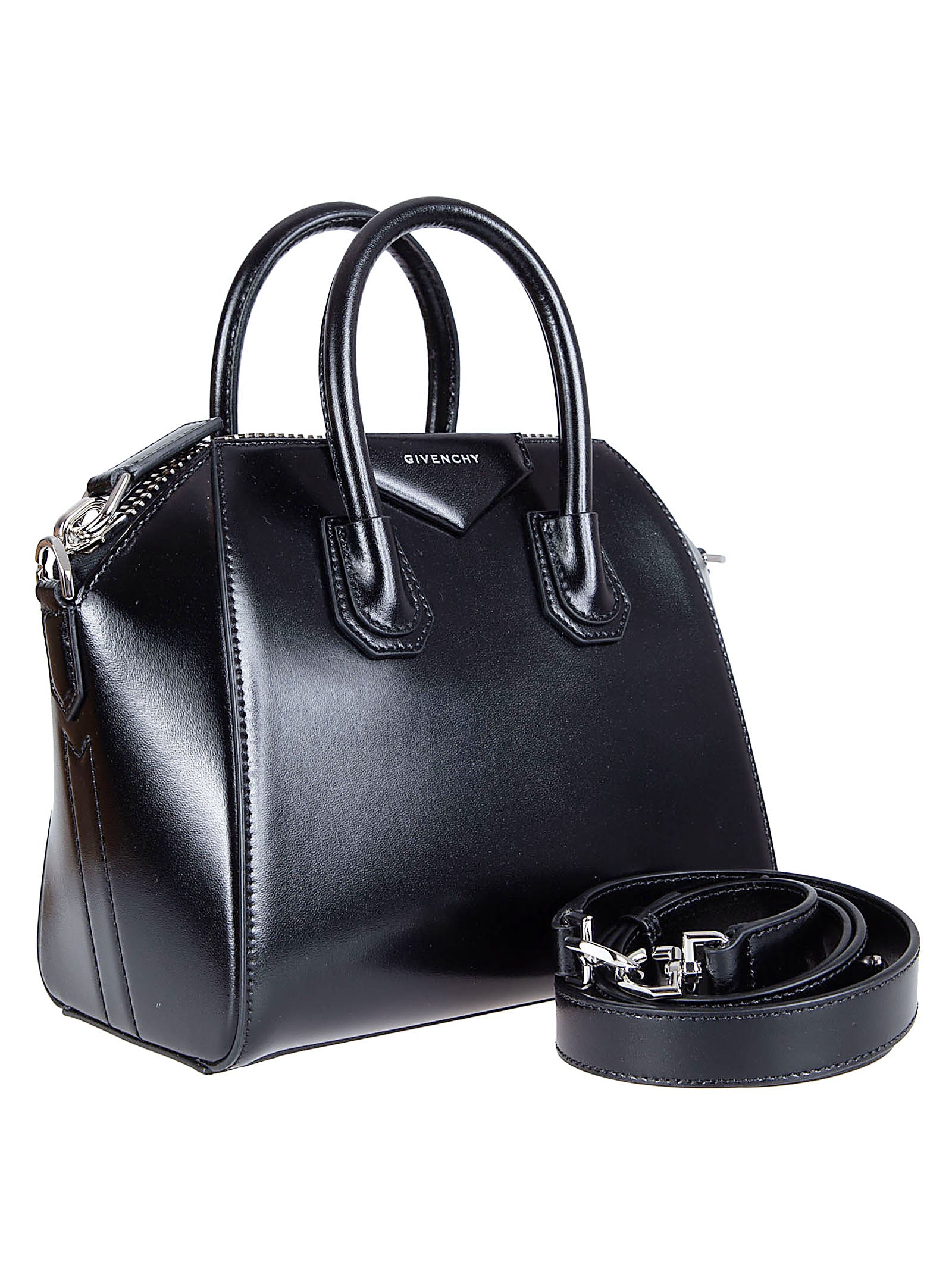 Structured Calf Leather Handbag with Adjustable Shoulder Strap
