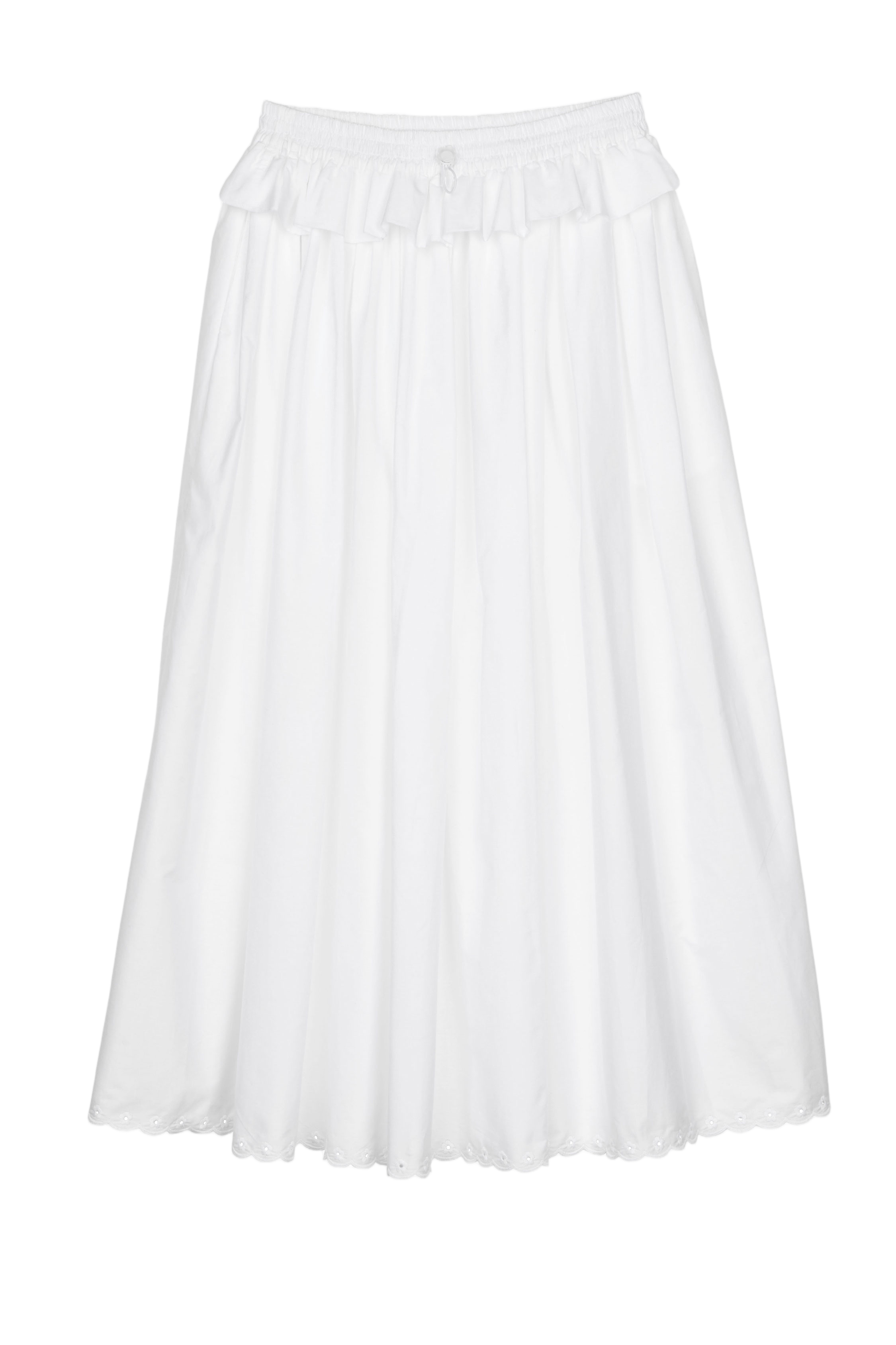 White Midi Skirt with Delicate Broderie Anglaise Design