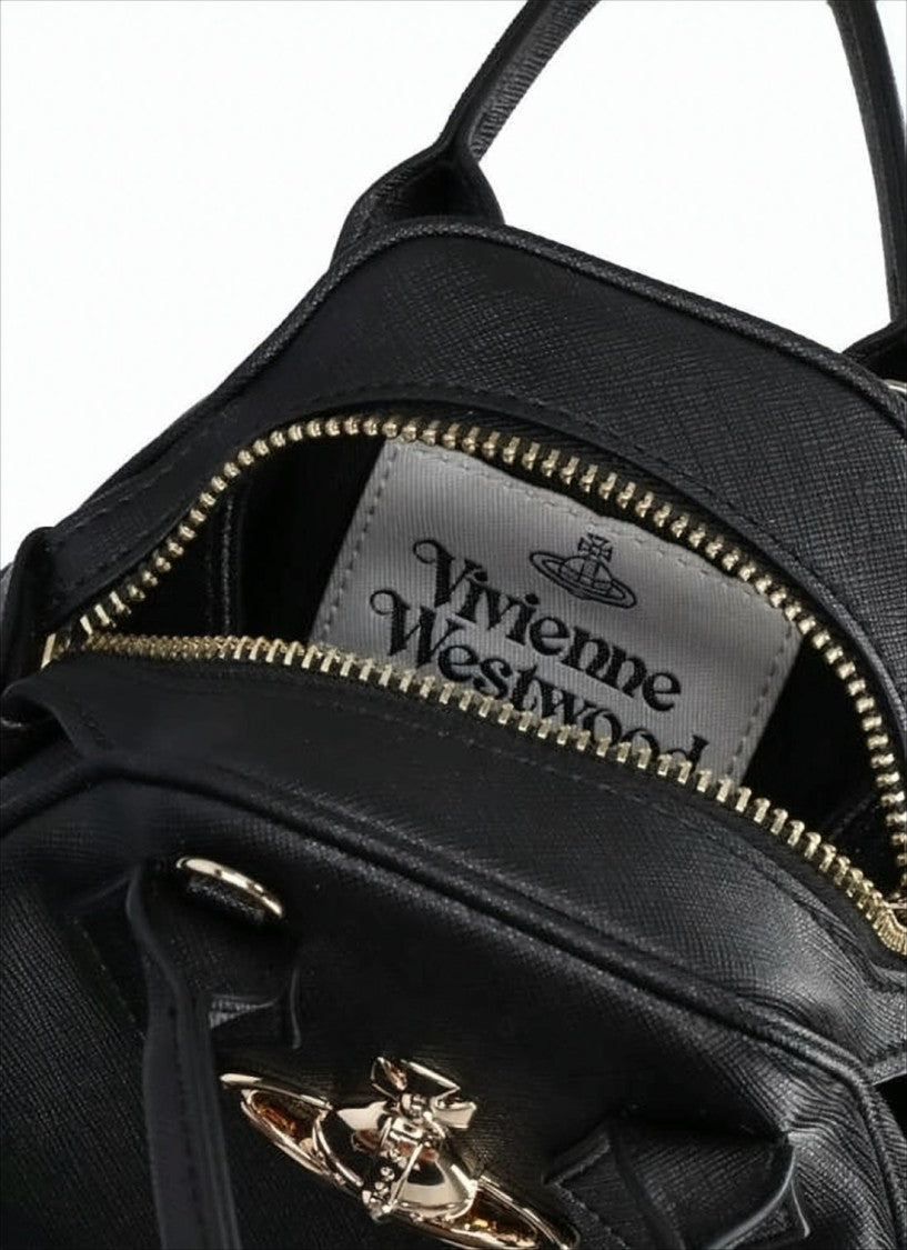 Textured Synthetic Leather Crossbody Bag with Metallic Emblem