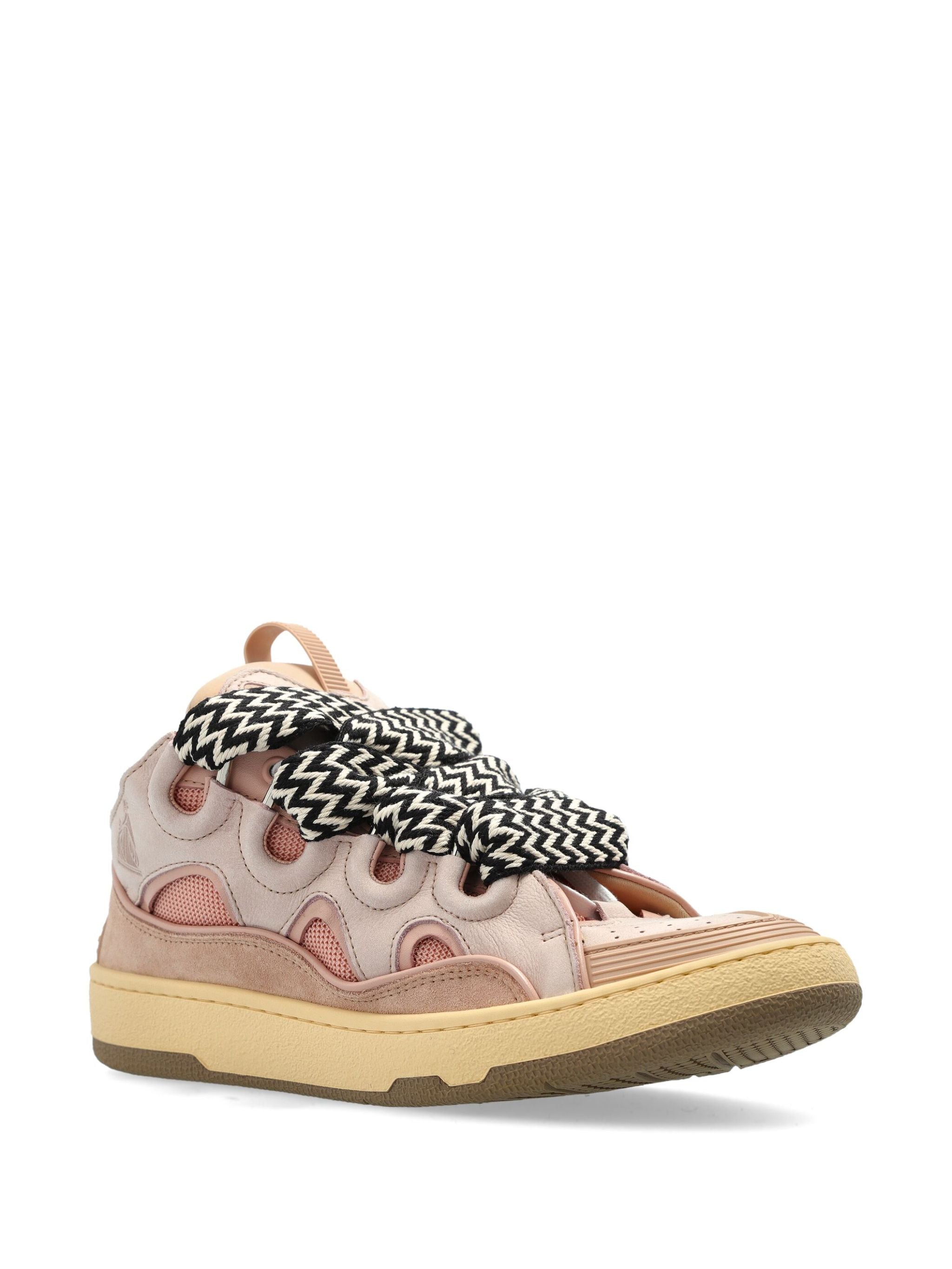 Pink/Beige Curb Sneakers 90s-Inspired Suede Sneakers