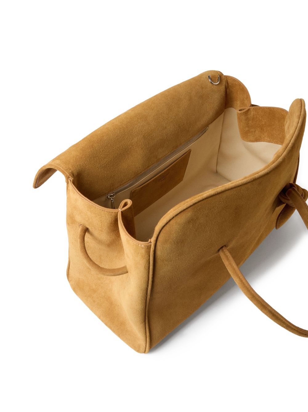 Structured Rectangular Suede Handbag with Knot Detail