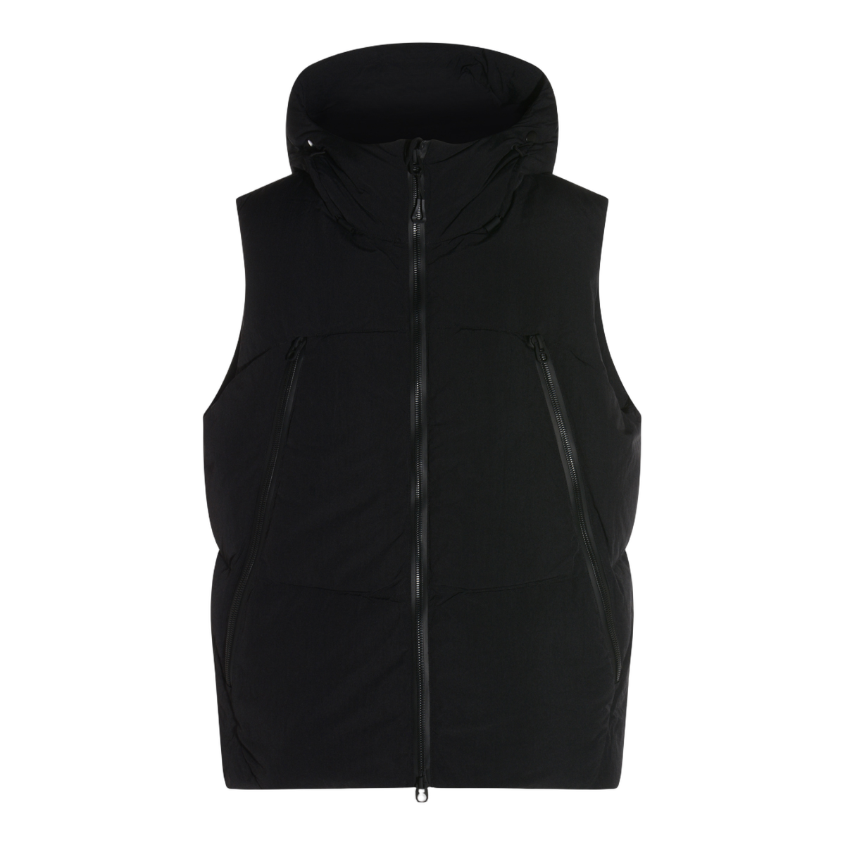 Padded Black Vest with High Collar